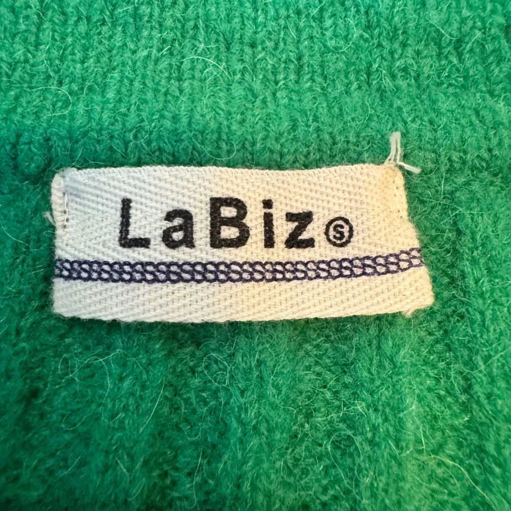 LaBiz Ribbed Polo V-Neck Sweater Womens Small Green Excellent Knit Long Sleeve - Picture 8 of 10